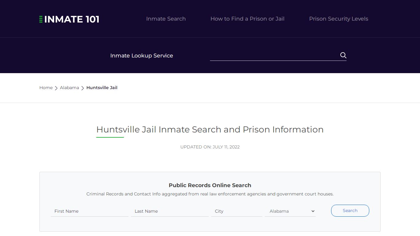 Huntsville Jail Inmate Search and Prison Information