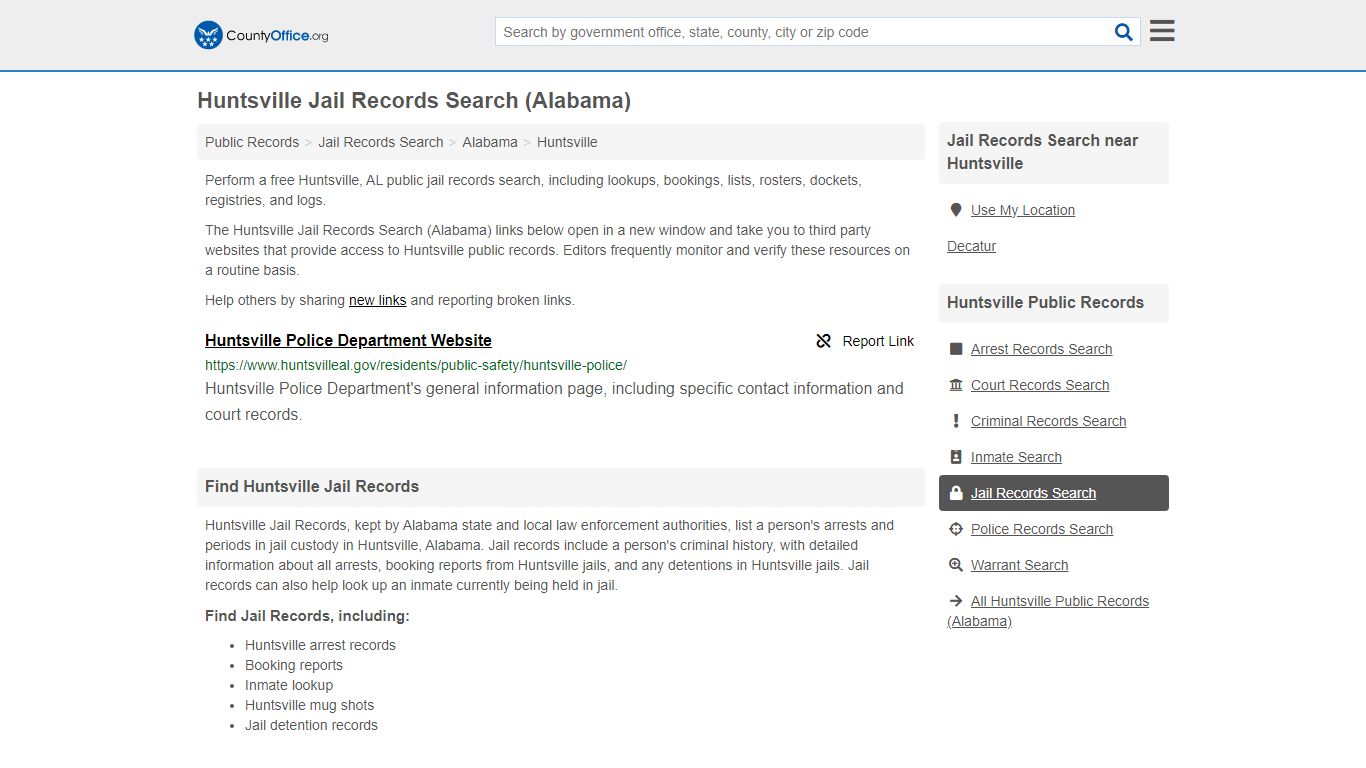 Jail Records Search - Huntsville, AL (Jail Rosters & Records)