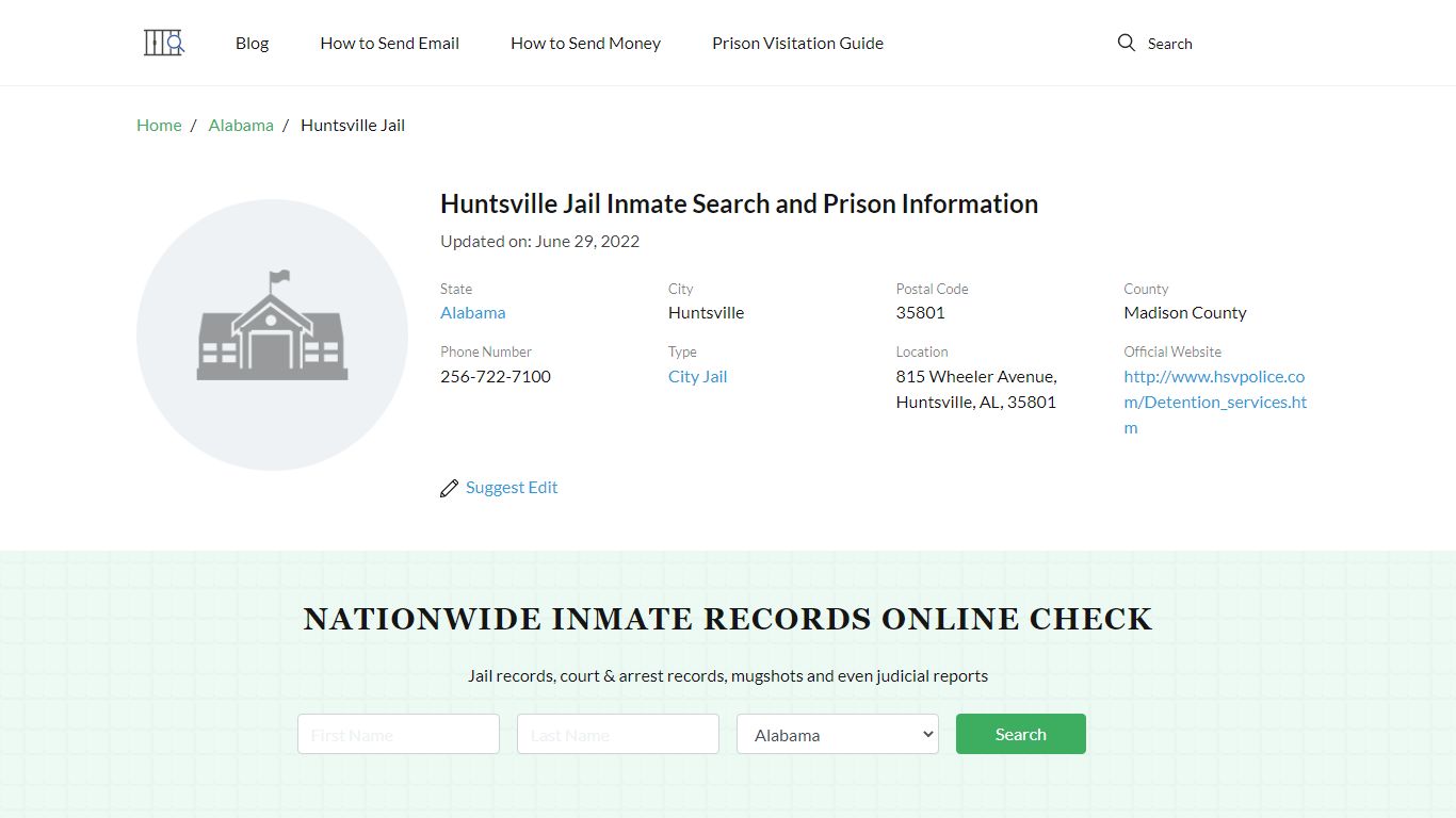 Huntsville Jail Inmate Search and Prison Information